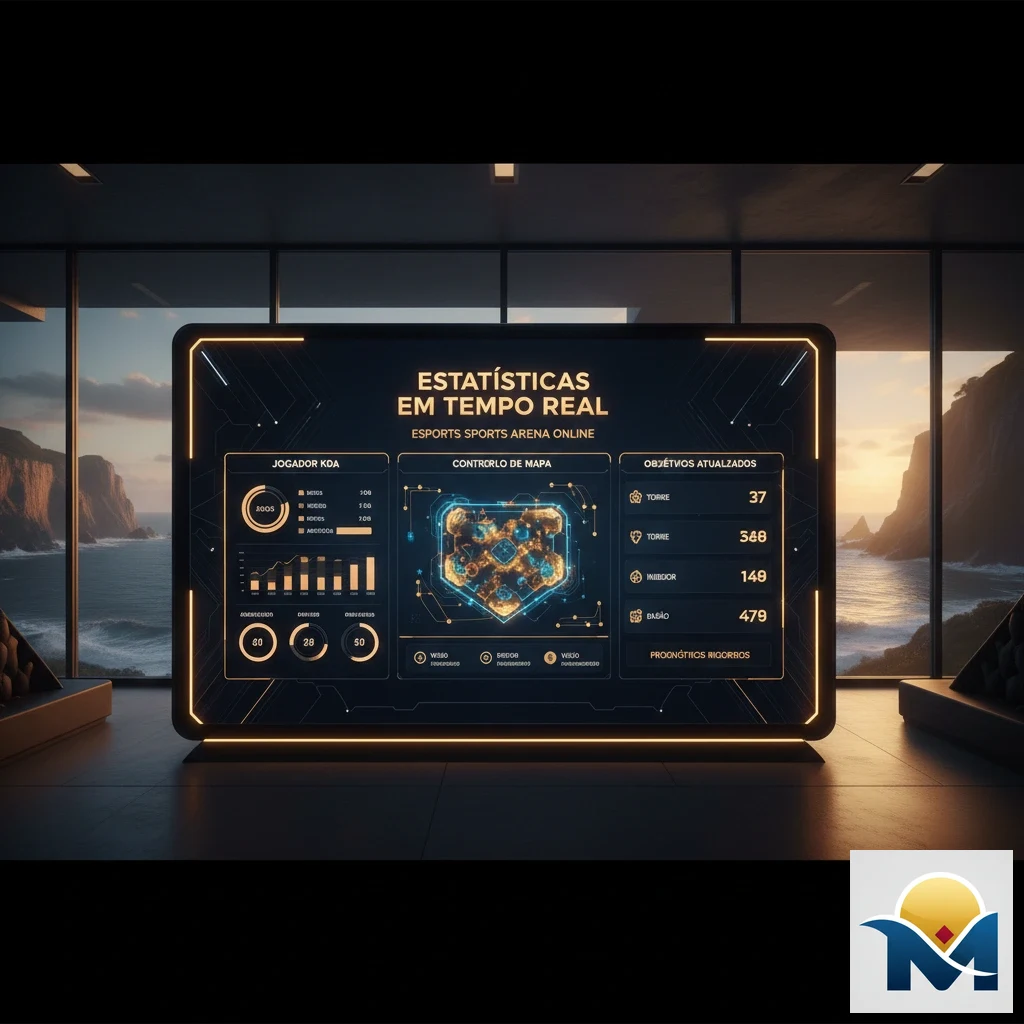 Interface gráfica com dados estatísticos e métricas de desempenho em desportos eletrónicos