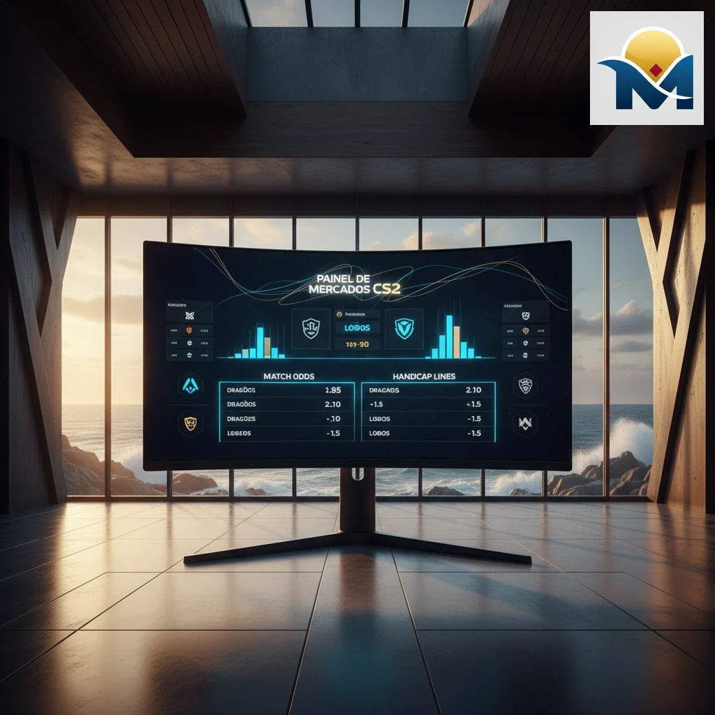 Interface com odds para vencedor do mapa e handicap em partida de Counter-Strike 2.
