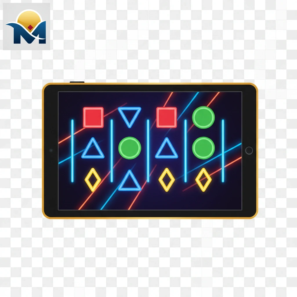 Interface digital do jogo de caça-níquel com símbolos coloridos e grelha de rotação